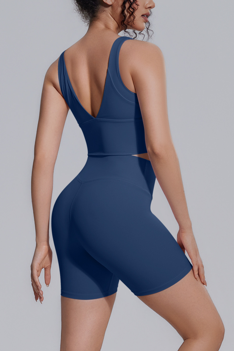 Women's Athletic Sets:V-back Wide Straps Bra And Shorts