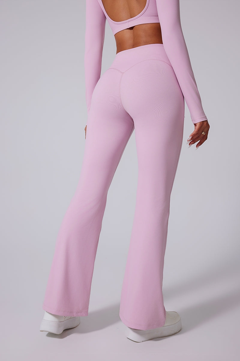Women'S Crossover High-Waisted Brushed Plastic Yoga Bell Bottoms