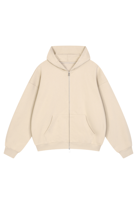Unisex Fall Relaxed Drop Shoulder Full Zip Hooded Jacket