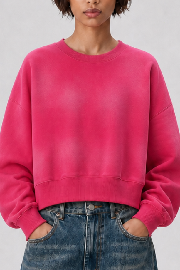 Women's Fall Vintage Gradient Cropped Crew Neck Sweatshirt