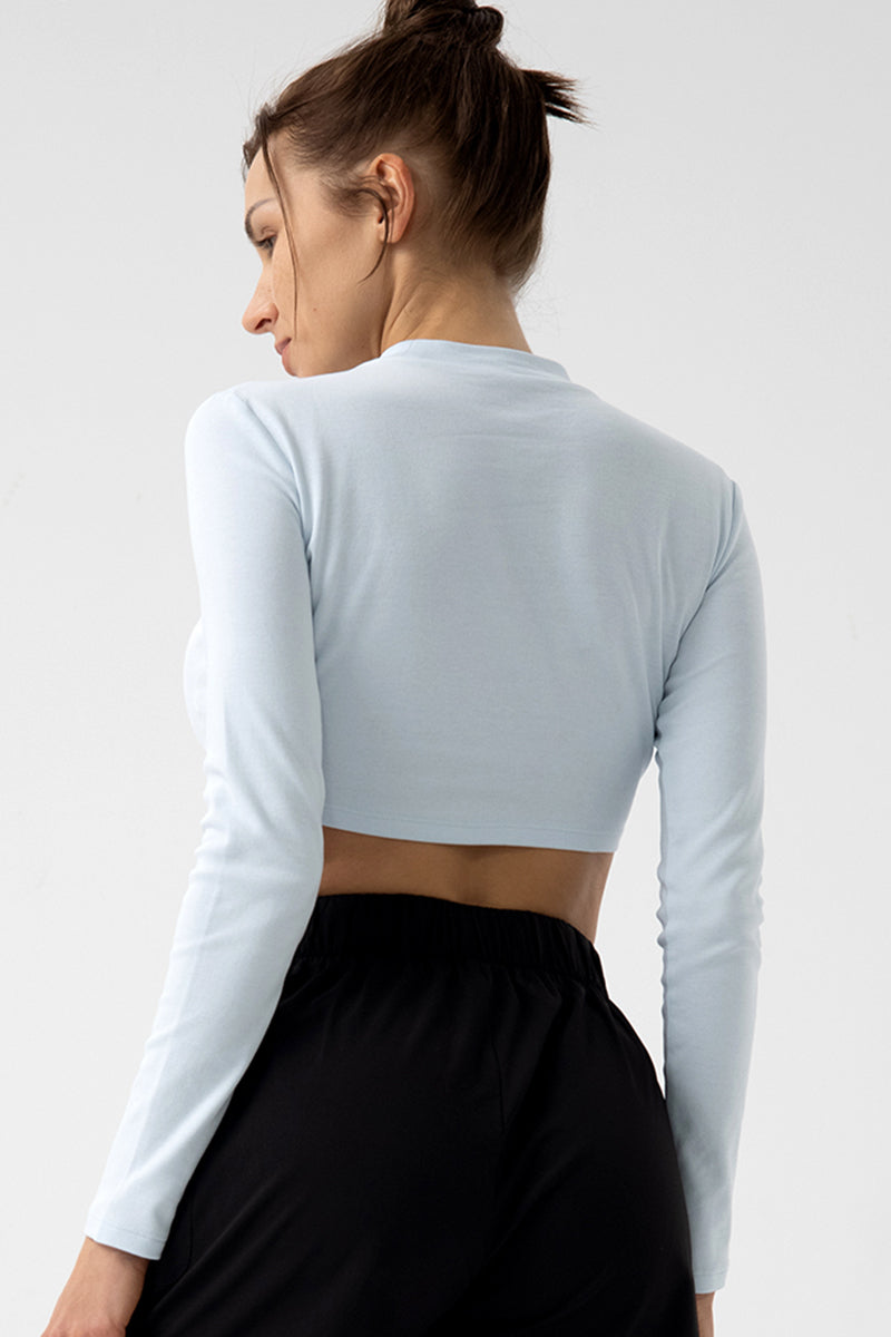 Women Eco-Friendly Organic Cotton Strapless Long Sleeve T-Shirt Fitness Dance Fashion Outwear Yoga Sports Tops