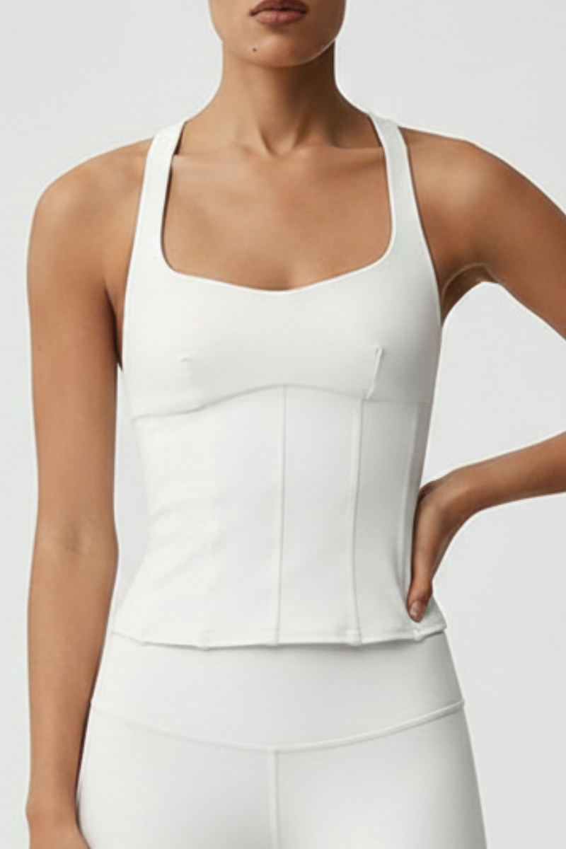 Women's Fishbone Shaping Cross Back Yoga Sports Tank Top