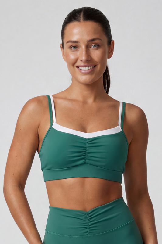 Women's Color Block Crisscross Back Thin Strap Sports Bra