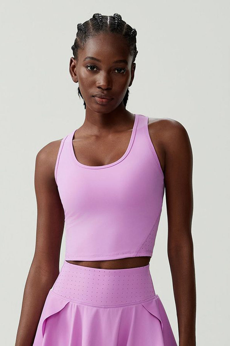 Women Breathable Tennis Vest Removable Padding Sports Top