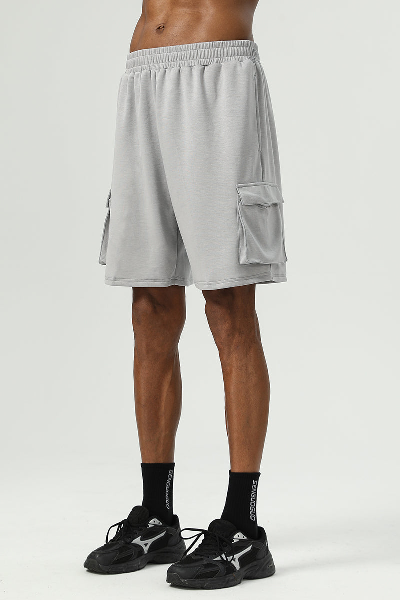 Men Airy Rayon Multi-Pocket Loose-Fit Stretch Quick-Dry Basketball Gym Fitness Running Athletic Shorts