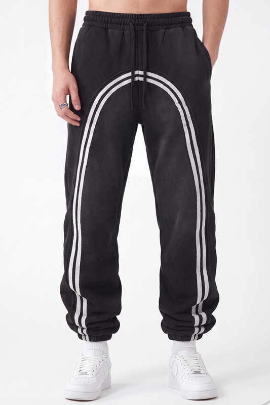 Men's Fall/Winter Retro  Color Block Fleece Lined Jogger
