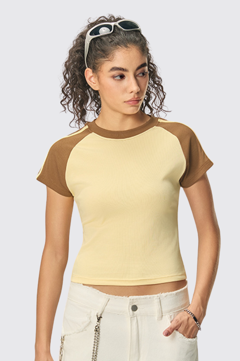 Women's 260g Color Block Stripe High Waist Cooling T-Shirt