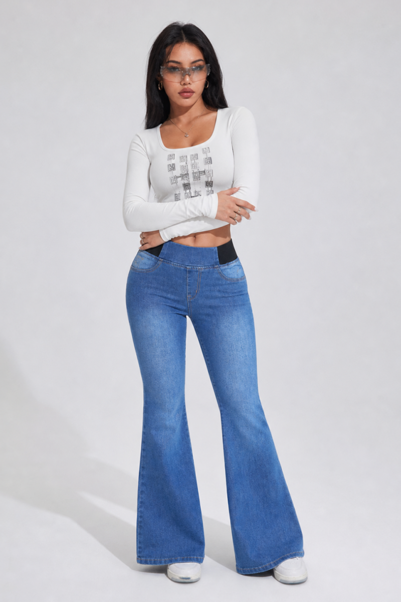 Women's High Waist Stretch Flare Jeans