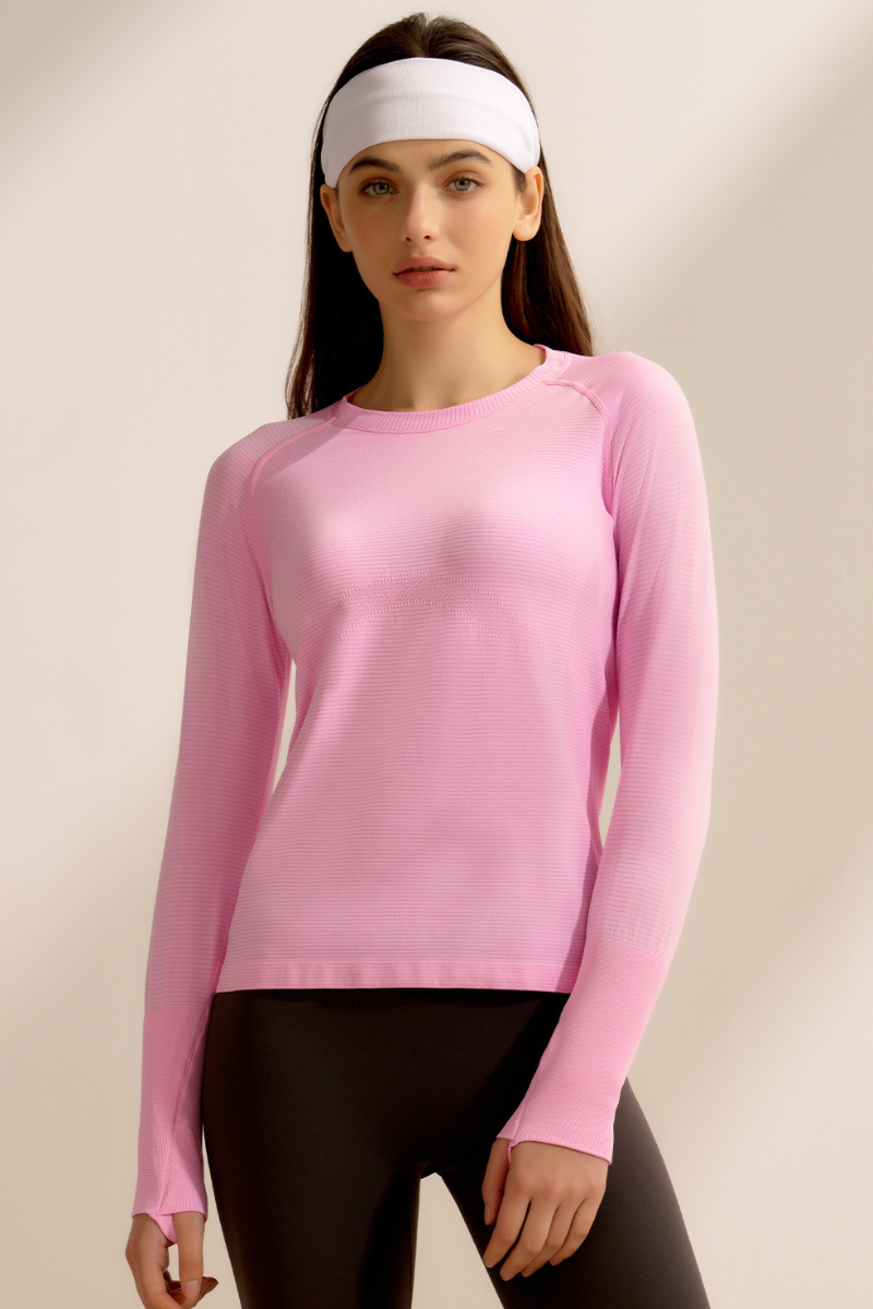 Women Spring Finger Cuffs Quick Dry Long Sleeve Sports Top