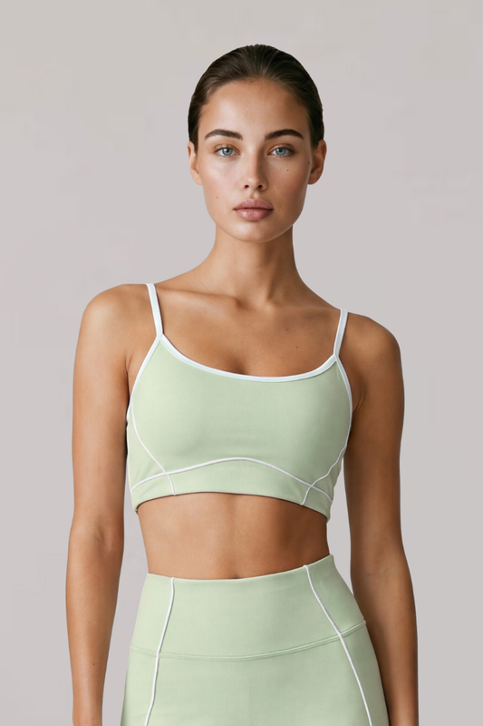 Women's Contrast-Line Thin Strap U-Back Sports Yoga Bra