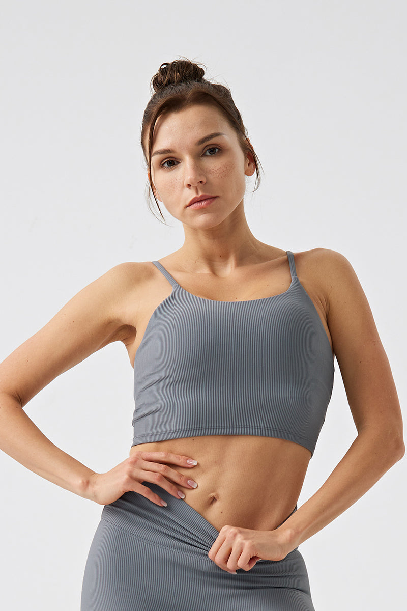Women Eco-Friendly Recycled Nylon Sling Nude Fitness Sports Yoga Bra