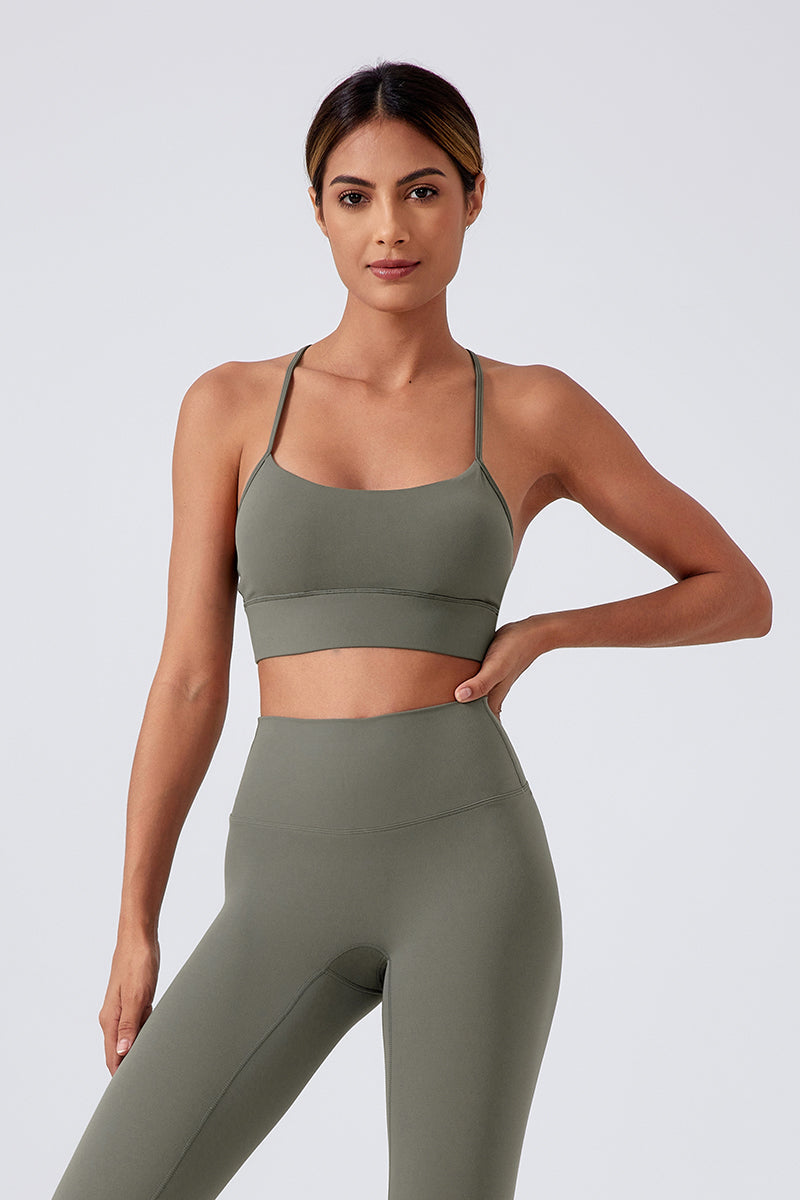 Women Running Sexy Y Back Anti-Shock Gathering Yoga Sports Bra