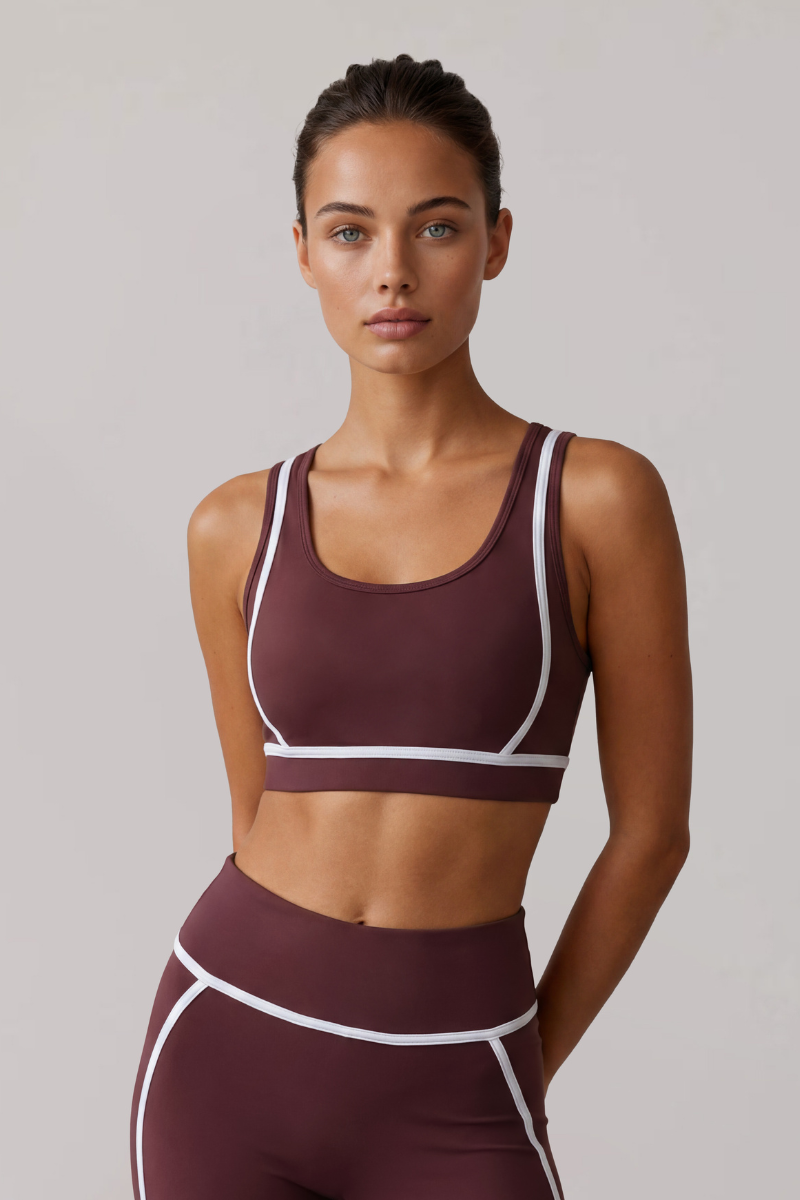 Women's Contrast-Line Wide Strap Shaping Sports Bra
