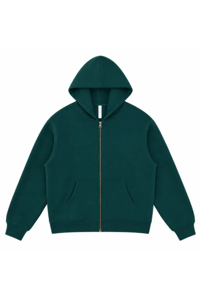 Unisex Fall 350G  Fleece Zip Up Relaxed  Solid Jacket