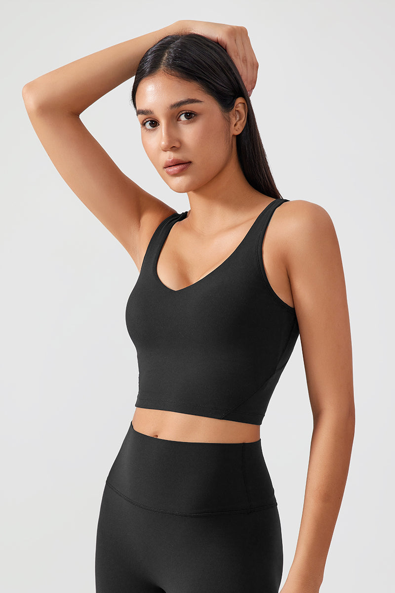 Women Fixed Bra Pads U-Back Nude Shape Fitness Yoga Exercise Vest