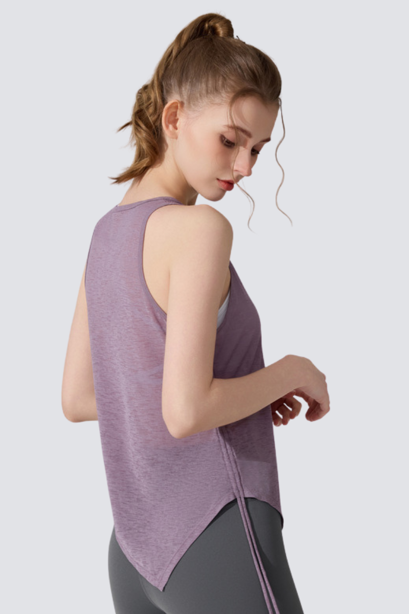 Women's  Summer Side Drawstring Sheer Breathable Tank Top
