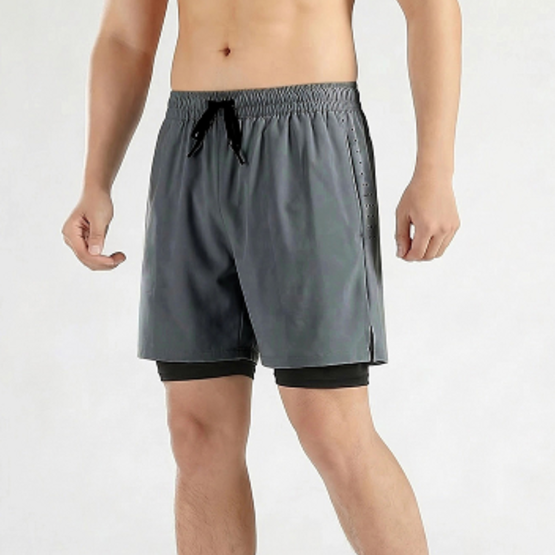 Men's 2-in-1 Athletic Breathable  Shorts with Inner Liner