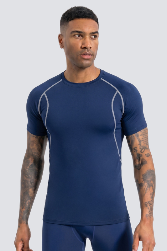 Men's Contrast Breathable Quick Dry Athletic Running T-Shirt