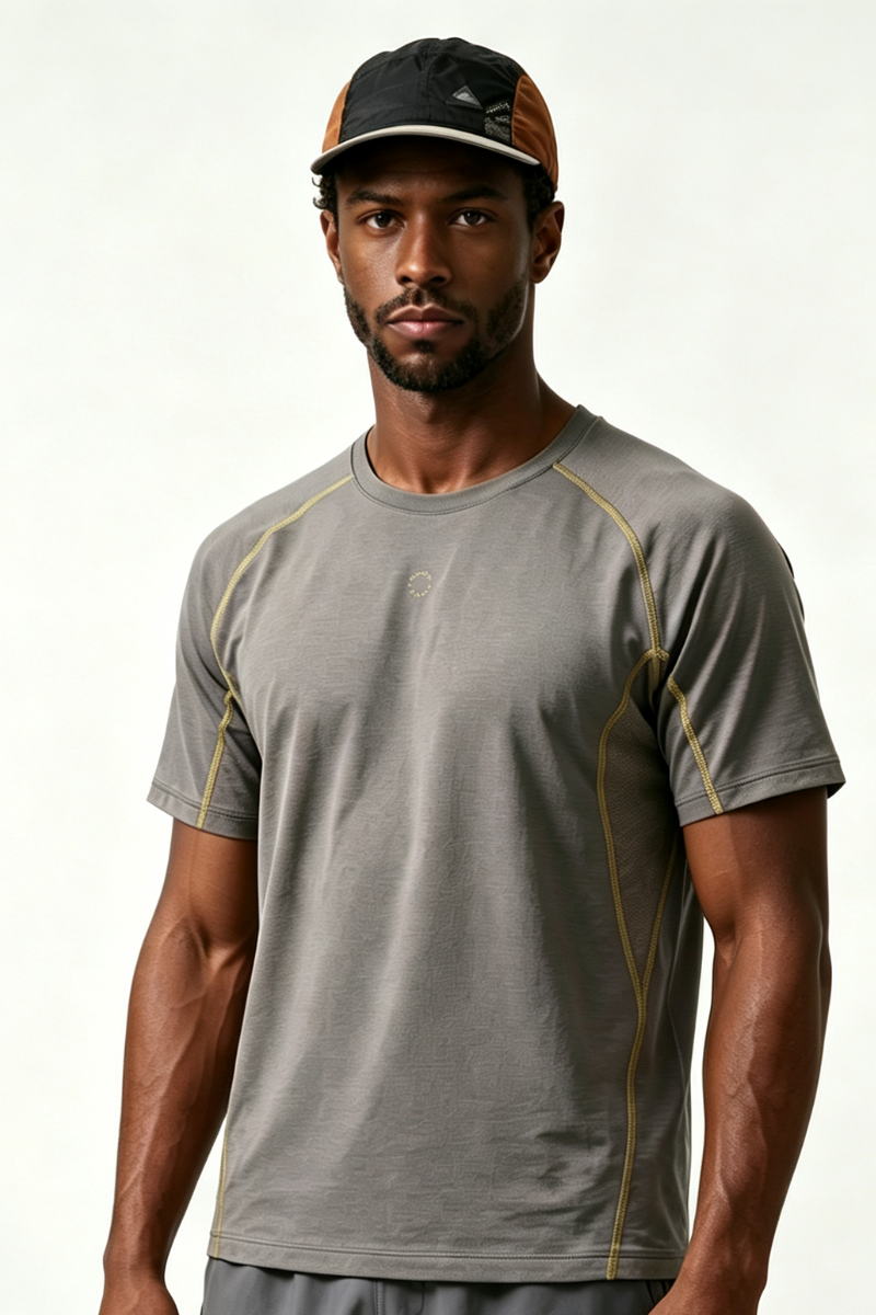 Men's Raglan Contrast Stitch Panel Quick Dry Outdoor Top
