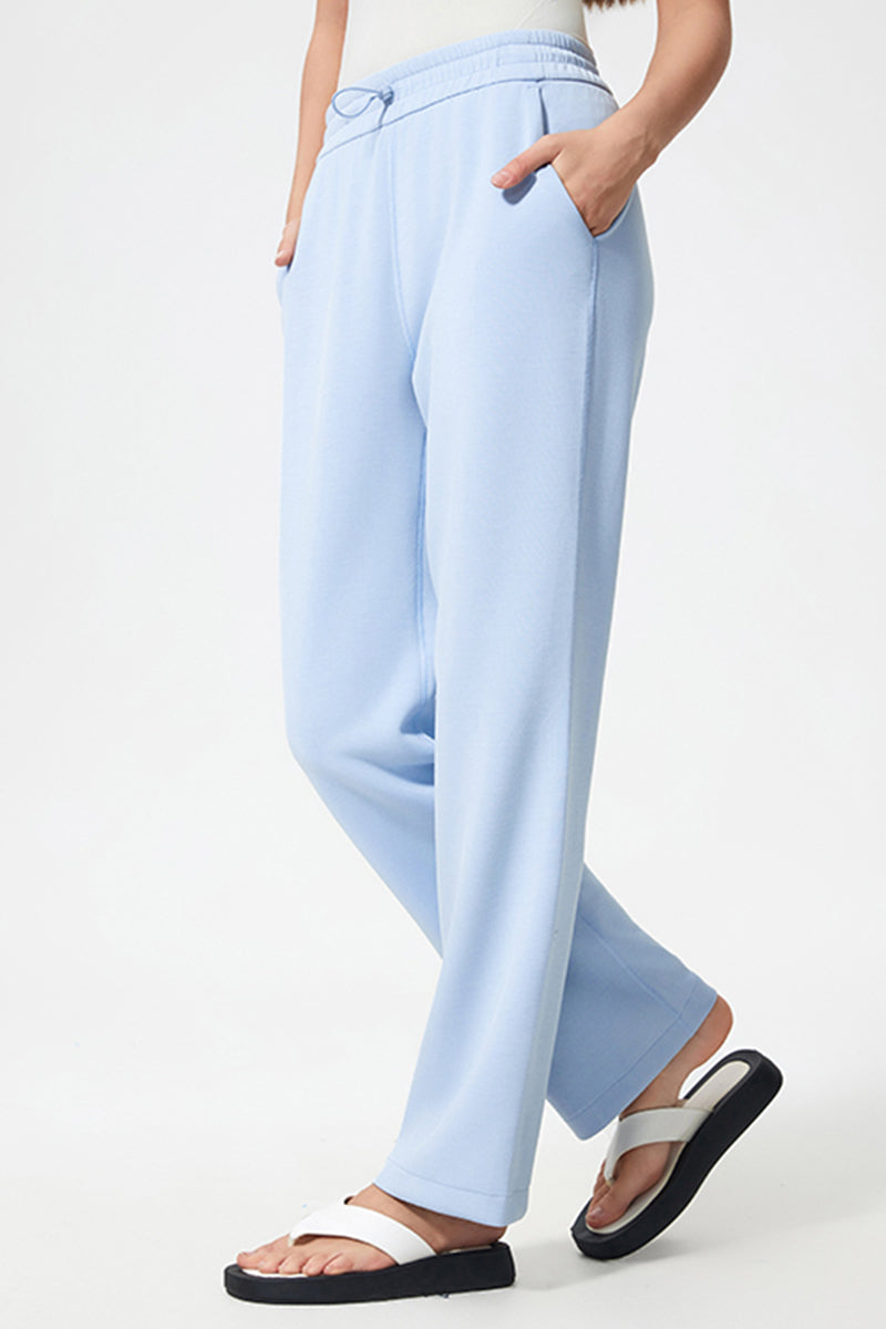 Women Loose Straight Leg Air Layer Yoga Running Sport Sweatpants High Elastic Wide-Leg Workout Pants