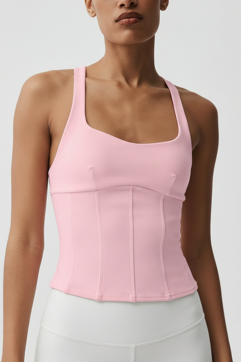 Women's Fishbone Shaping Cross Back Yoga Sports Tank Top