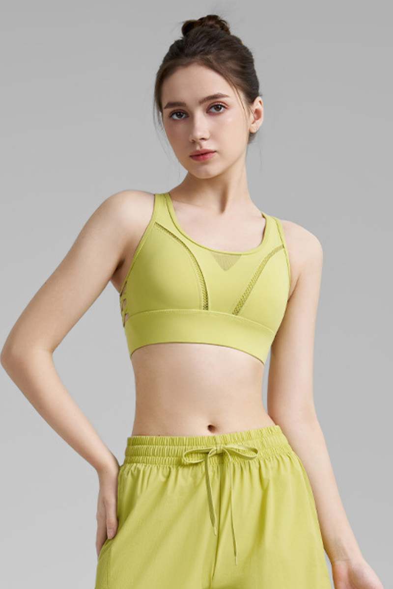 Women's Mesh Panel Racerback Adjustable Sports Bra