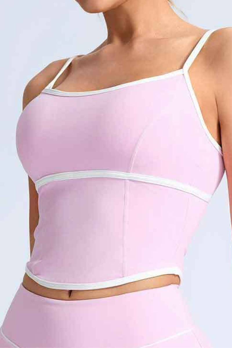 Women's Contrast Trim Contrat Crisscross Back Yoga Tank Top