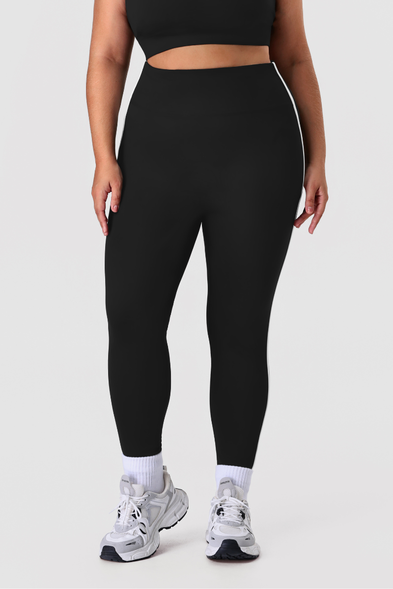 Plus Size Women's Side Color-Block Fitted Yoga Leggings