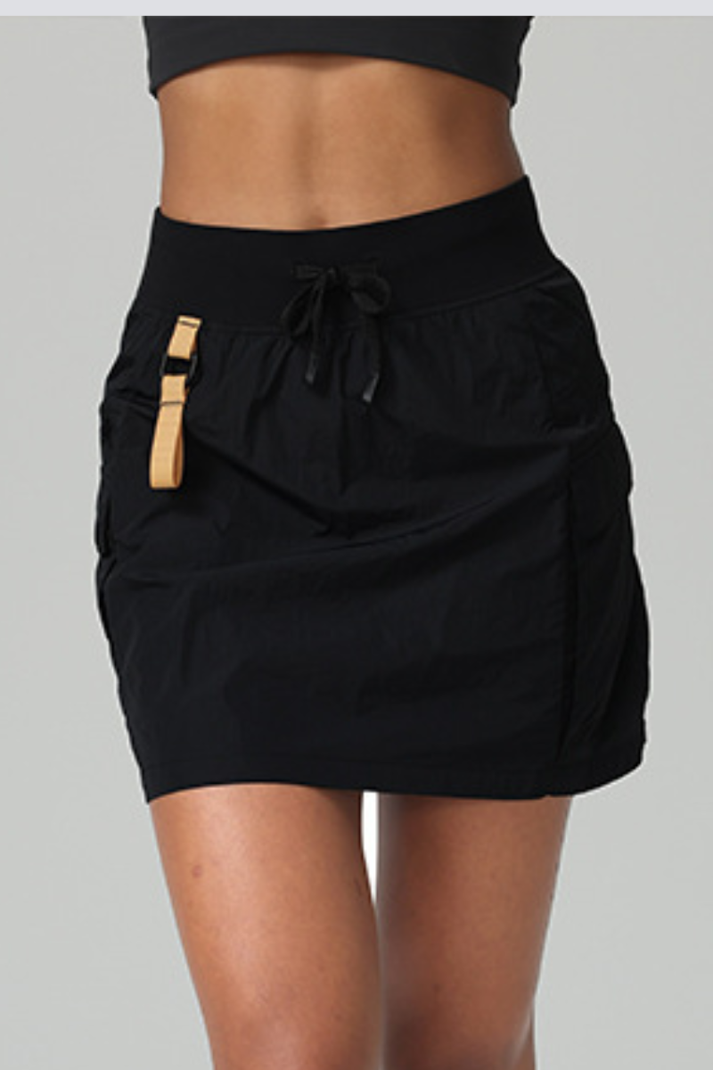 Women's High Waist Drawstring Pocket Cargo Hiking Skirt