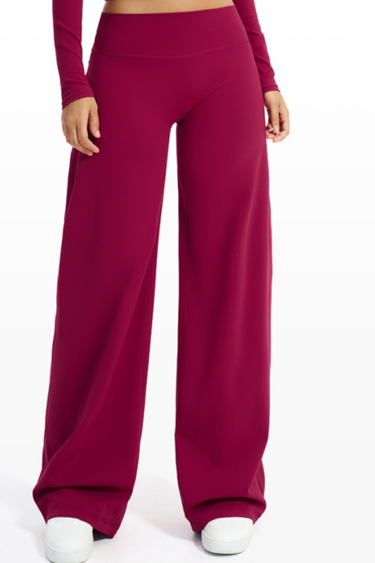 Women's Brushed Wide Waistband Draped Wide Leg Pants