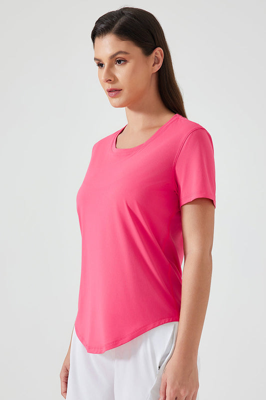 Women Lightweight Breathable Slim-Fit Quick-Dry Yoga Fitness Short-Sleeve Top