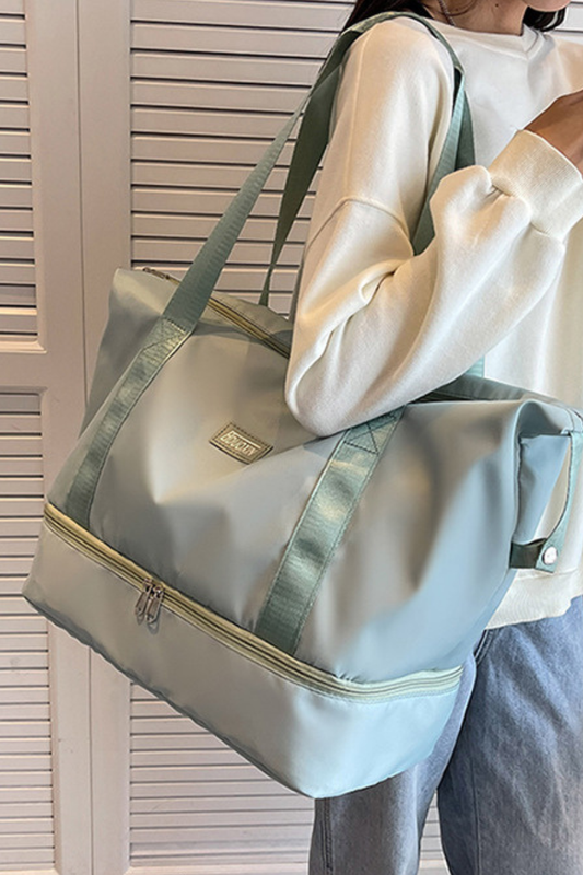 Large Capacity Bottom Zippered Compartment Handle Bag