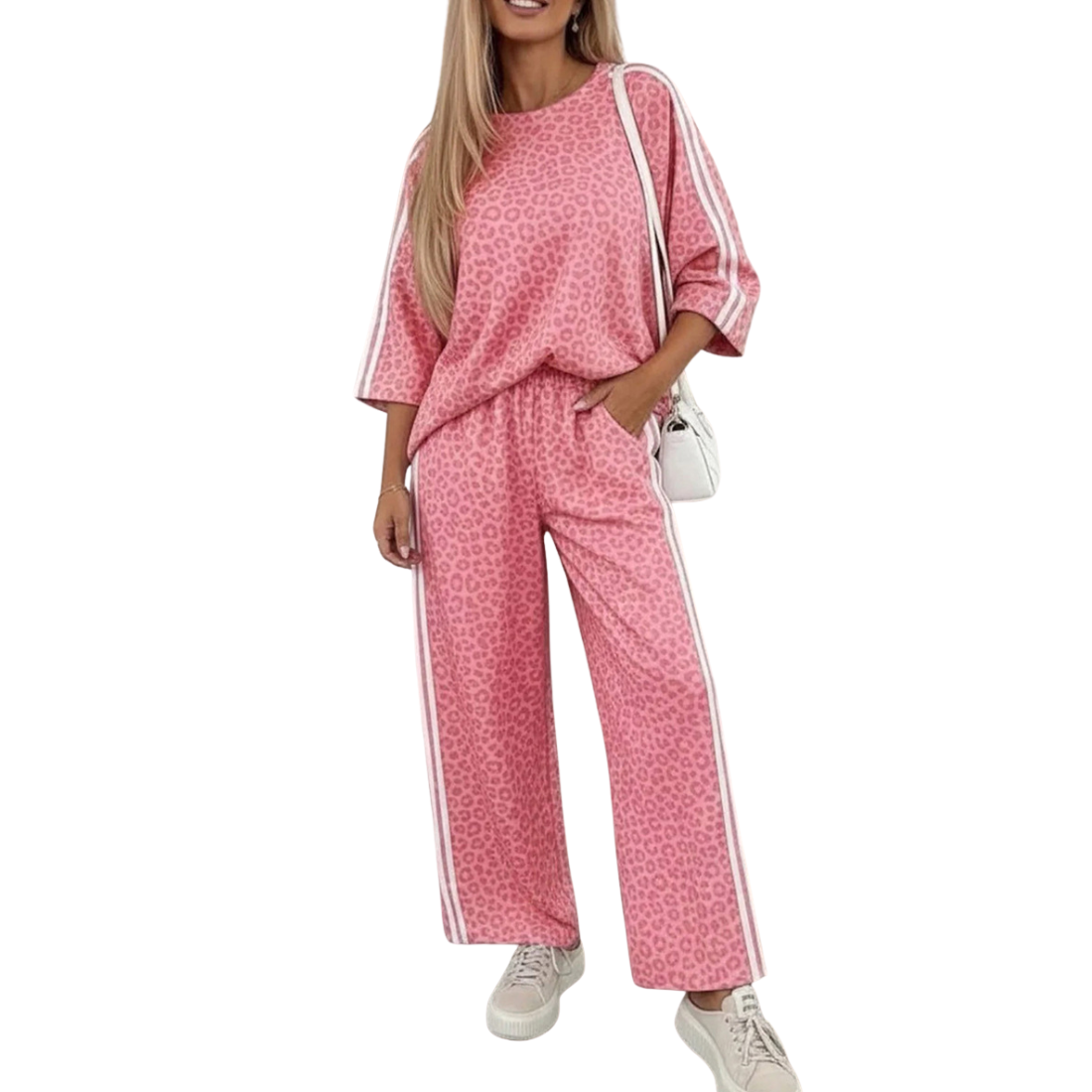 Women's Fall Set:Leopard Print Pullover And Wide Leg Pants