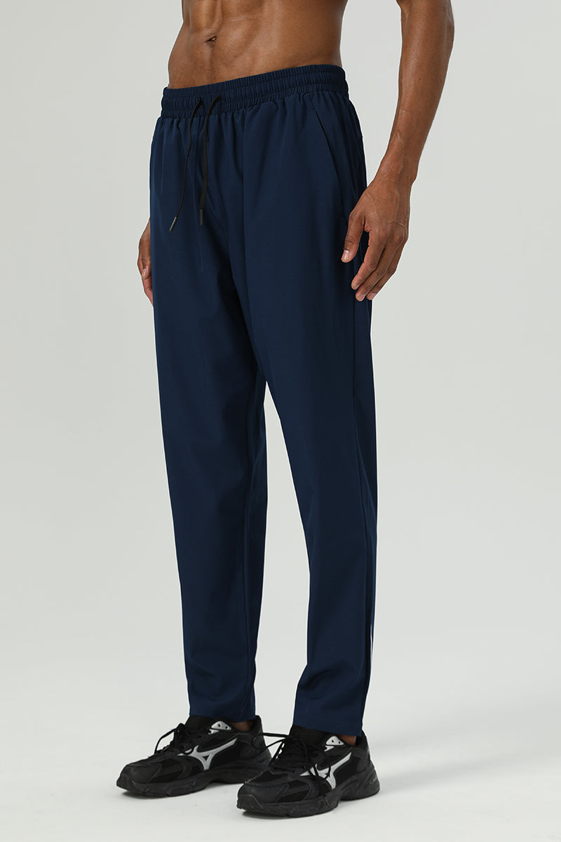 Men 4-Way Stretch Quick-Drying Breathable Water-Resistant Reflective Straight Leg Cropped Sports Pants