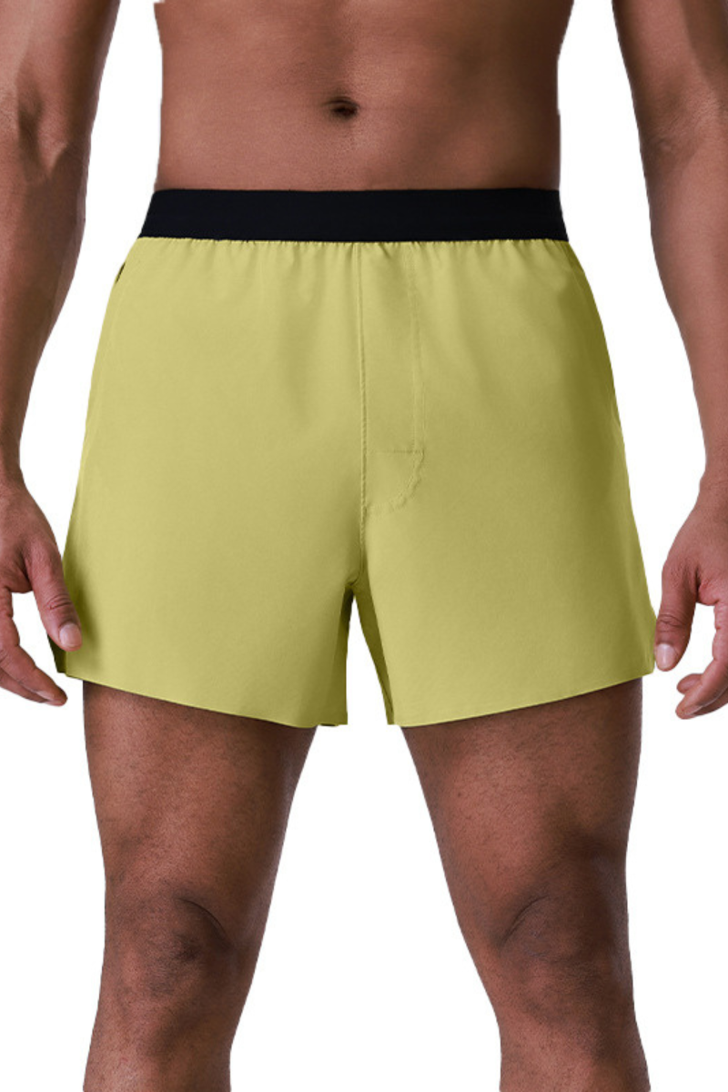 Men's Hidden Zipper Pocket Contrast Waistband Athletic Short