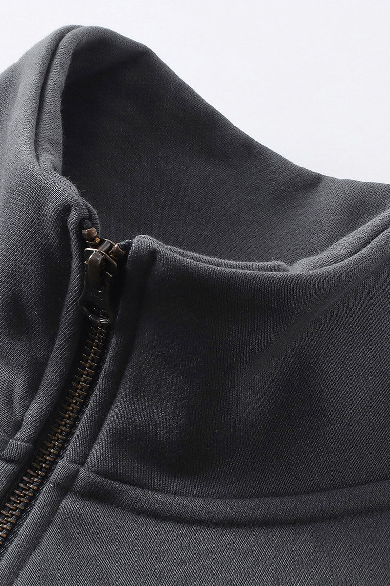 Men/Women Loop-Knit Stand Collar Zip-Up Hoodie