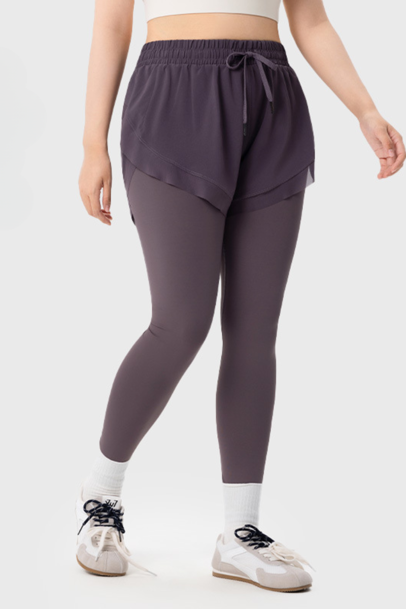 Plus Size Athletic Women's 2-in-1 Quick Dry Running Leggings