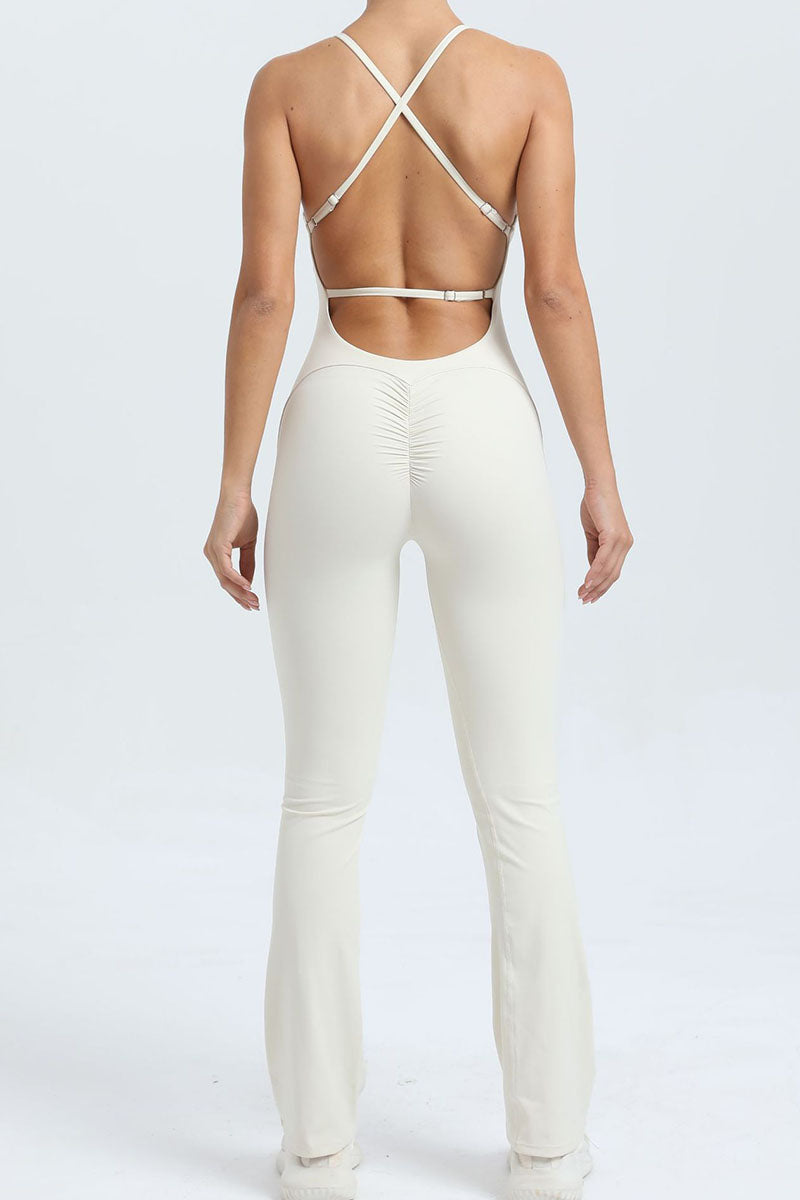 Women Adjustable Straps Beauty Back Slightly Peach Hip Sports Fitness Yoga Bodysuit