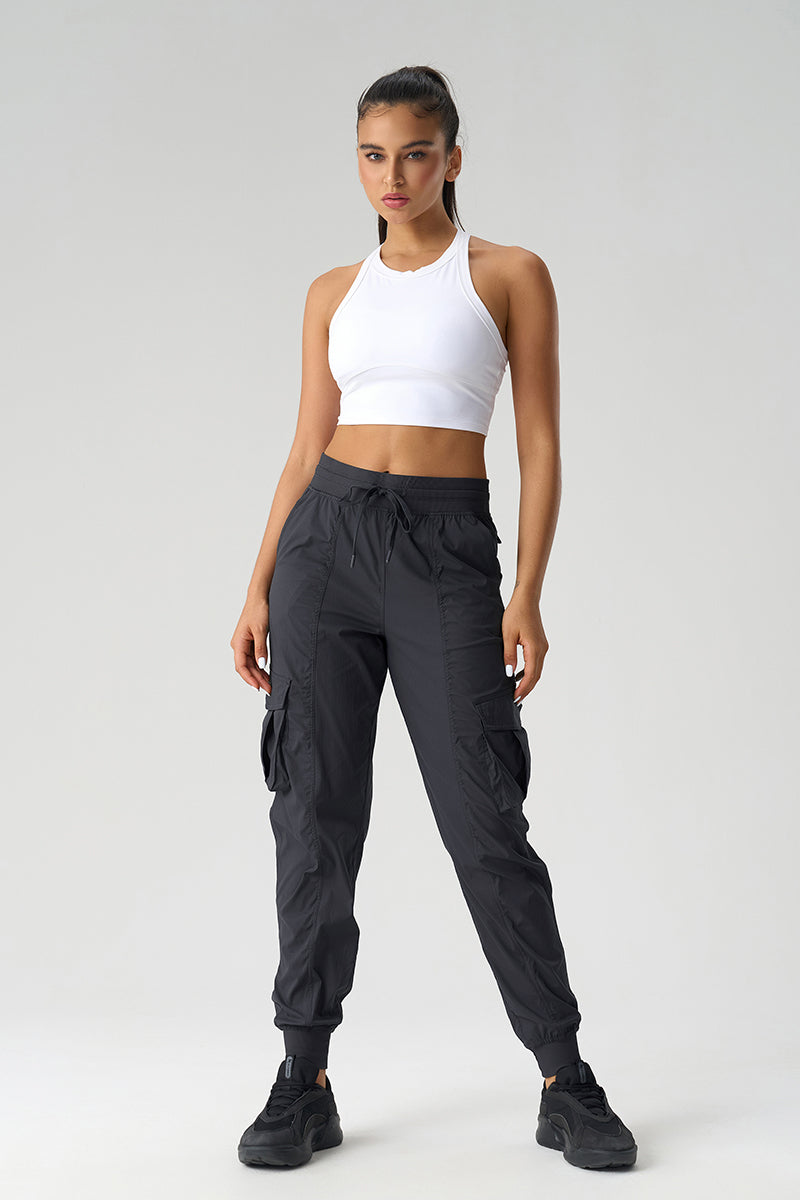 Women Mid-Rise Drawstring Leg Loose-Fitting Lightweight Quick-Drying Breathable Outdoor Workwear Sweatpants