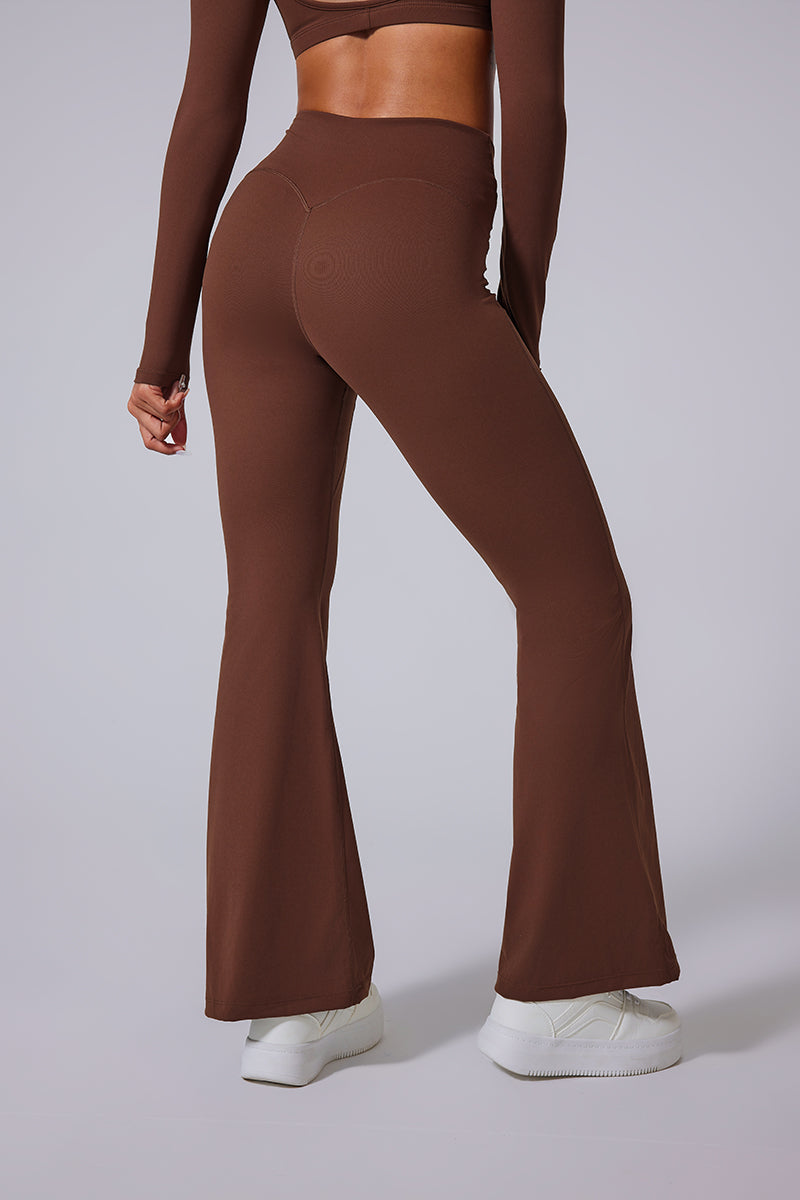 Women'S Crossover High-Waisted Brushed Plastic Yoga Bell Bottoms