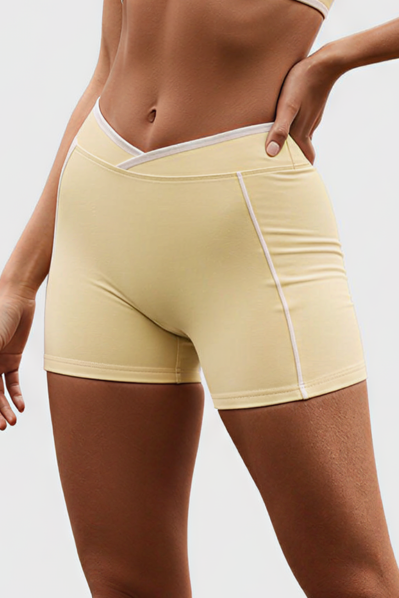 Women's Nude Mid-Waist Color Sports Shorts
