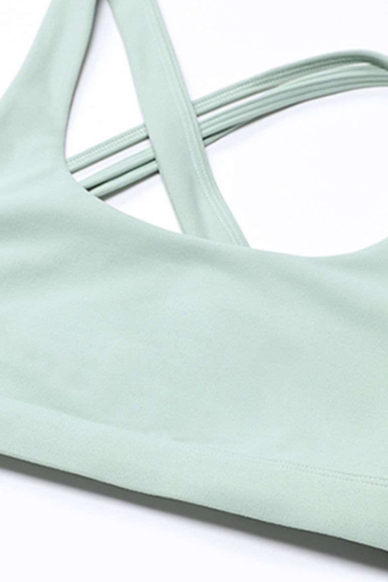 Women Naked Sensation Yoga Shorts Set: Cross-Back Bra + High-Waisted Sculpting Shorts