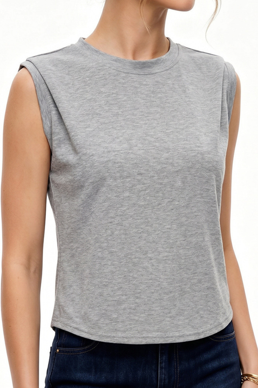 Women's Casual Loose Crewneck Patchwork Sleeveless Sports Tank Top