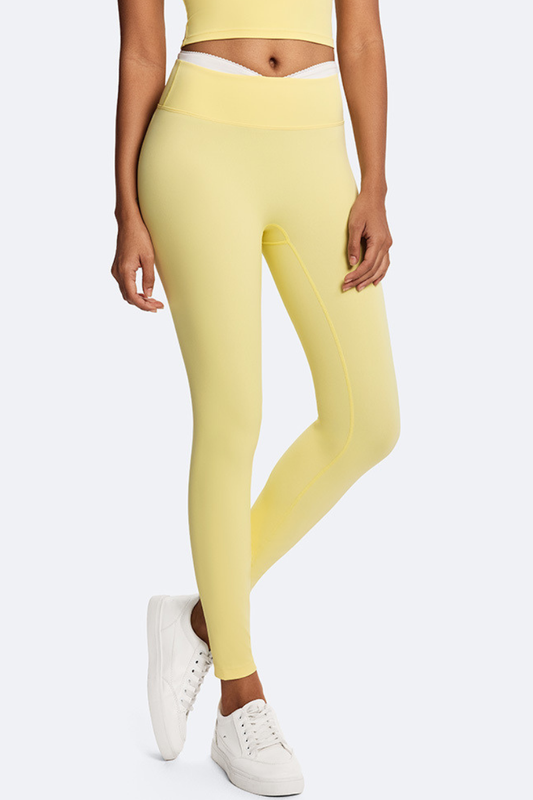 Women's Crisscross Waist Color Block Bare Feeling Leggings
