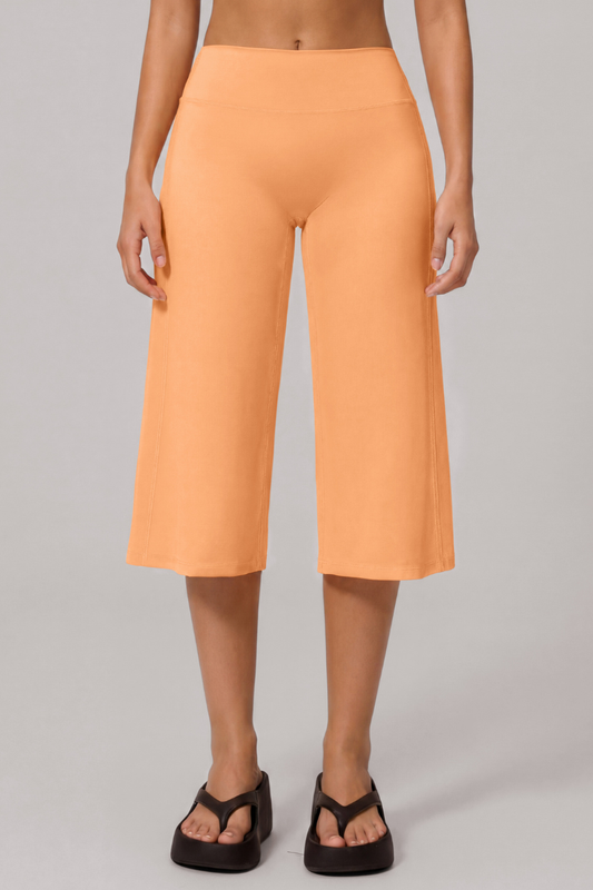 Women's Athletic Wide Waistband Yoga Wide Leg Capri Pants