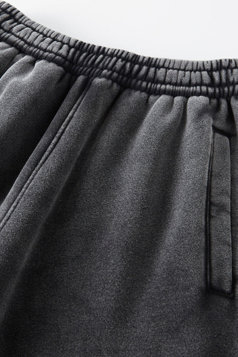 Men/Women Retro Wax-Dye Fleece-Lined Jogger Pants