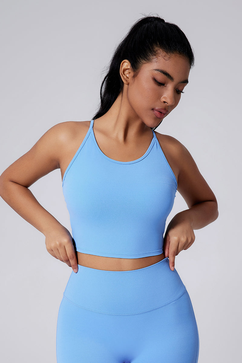 Women Cutout Ruching Back Naked-Feel Yoga Running Outdoor Sports Bra