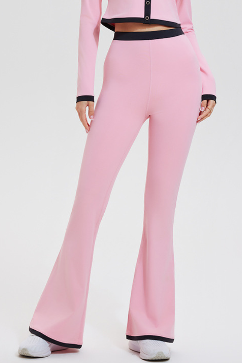 Women's Athletic Color Block High-Waisted Flare Pants