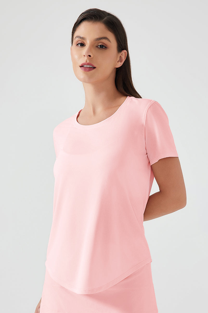 Women Lightweight Breathable Slim-Fit Quick-Dry Yoga Fitness Short-Sleeve Top