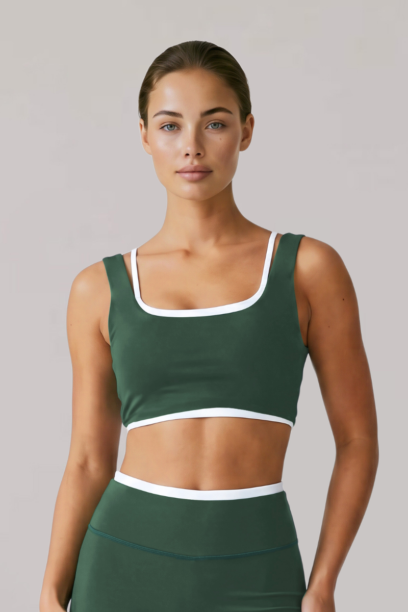 Women's Color Block Wide Strap Sports Yoga Bra